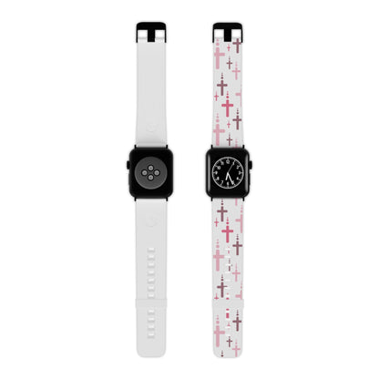 Watch Band for Apple Watch - Pink Crosses - White Thermo Blend - Sacred Stylz