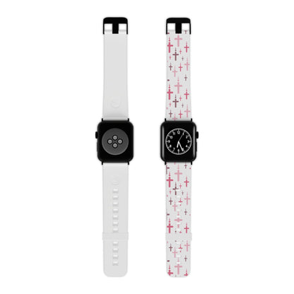 Watch Band for Apple Watch - Pink Crosses - White Thermo Blend - Sacred Stylz