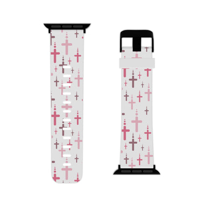 Watch Band for Apple Watch - Pink Crosses - White Thermo Blend - Sacred Stylz