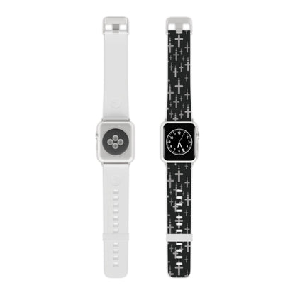 Watch Band for Apple Watch - Silver Crosses - Black Thermo Blend - Sacred Stylz