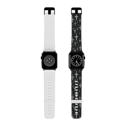 Watch Band for Apple Watch - Silver Crosses - Black Thermo Blend - Sacred Stylz