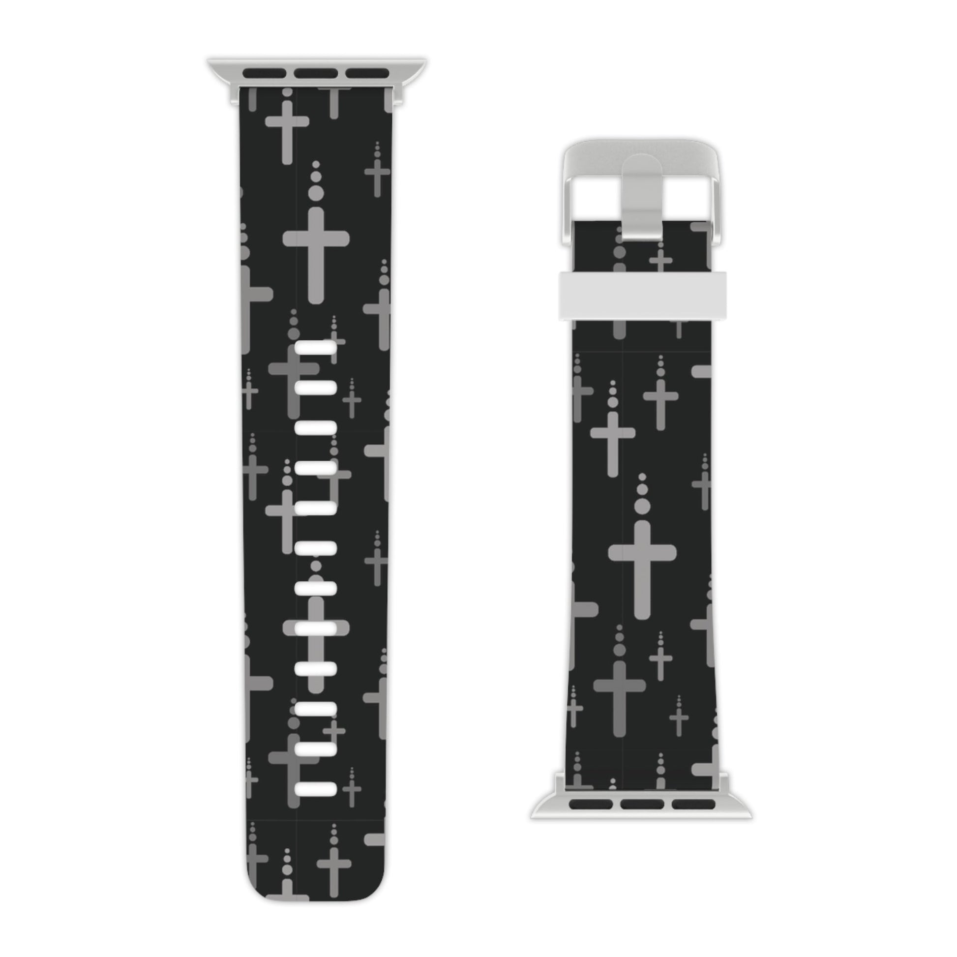 Watch Band for Apple Watch - Silver Crosses - Black Thermo Blend - Sacred Stylz