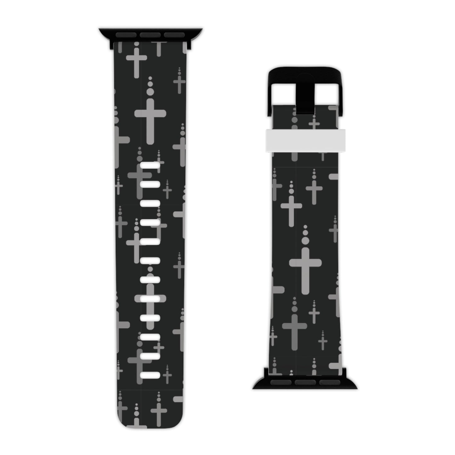 Watch Band for Apple Watch - Silver Crosses - Black Thermo Blend - Sacred Stylz