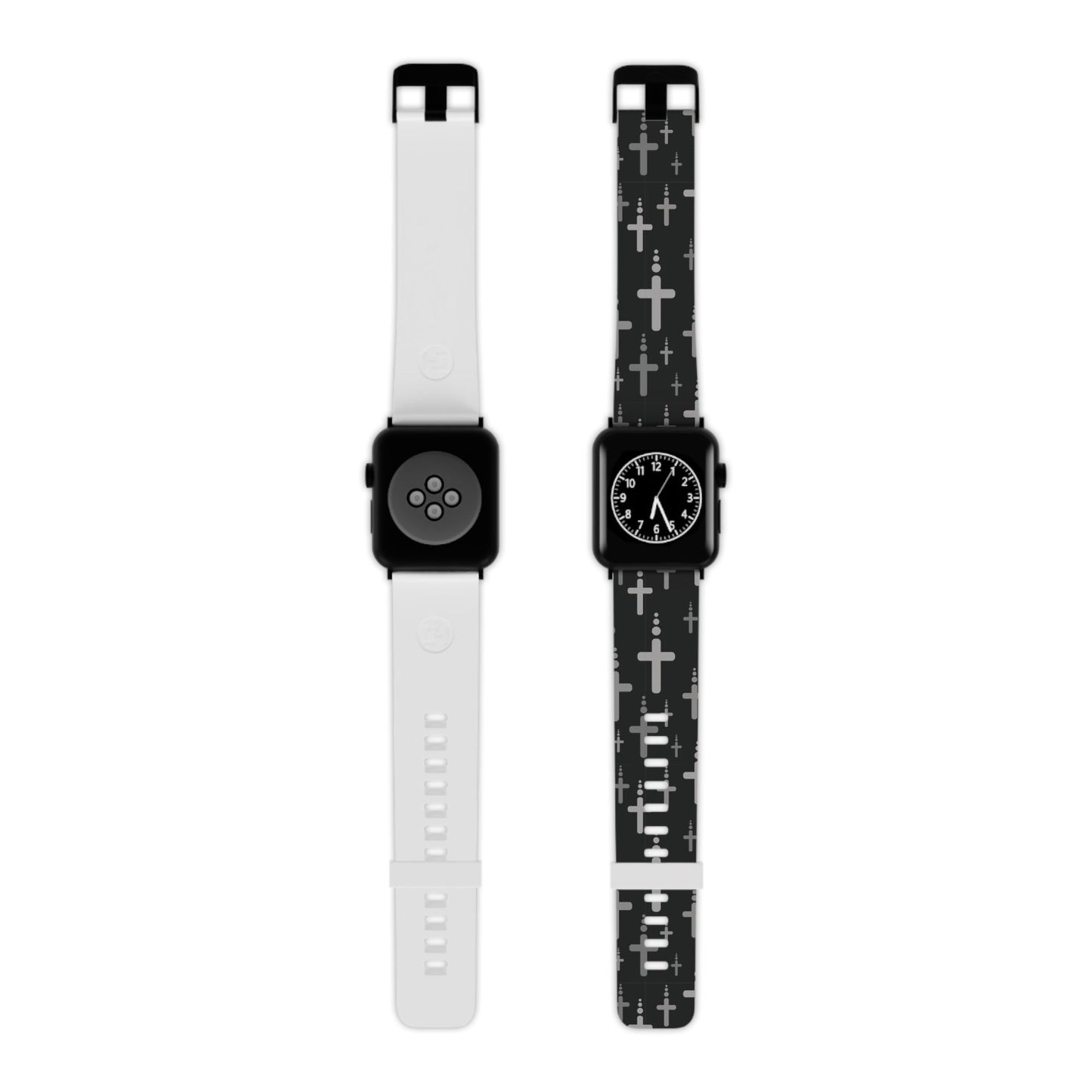 Watch Band for Apple Watch - Silver Crosses - Black Thermo Blend - Sacred Stylz