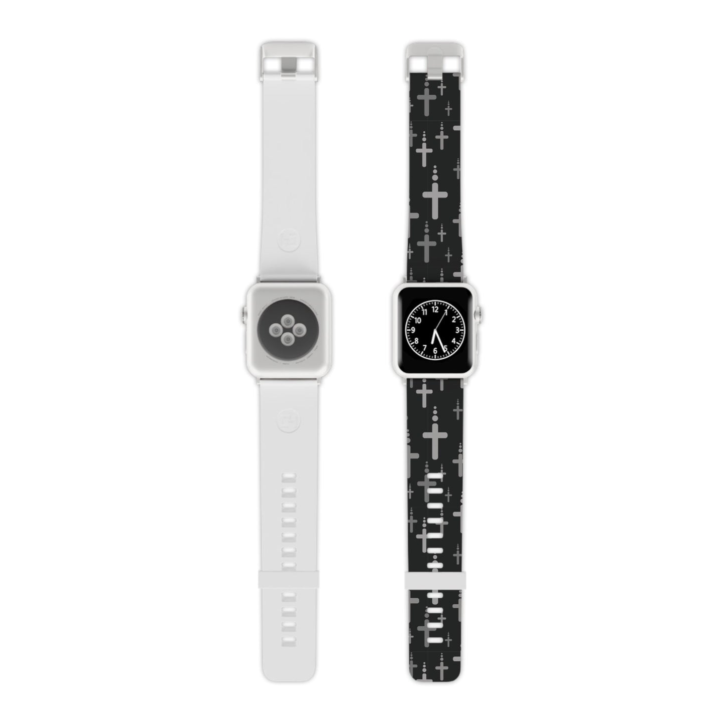 Watch Band for Apple Watch - Silver Crosses - Black Thermo Blend - Sacred Stylz