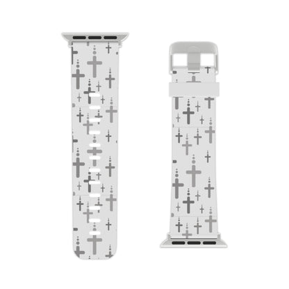 Watch Band for Apple Watch - Silver Crosses - White Thermo Blend - Sacred Stylz