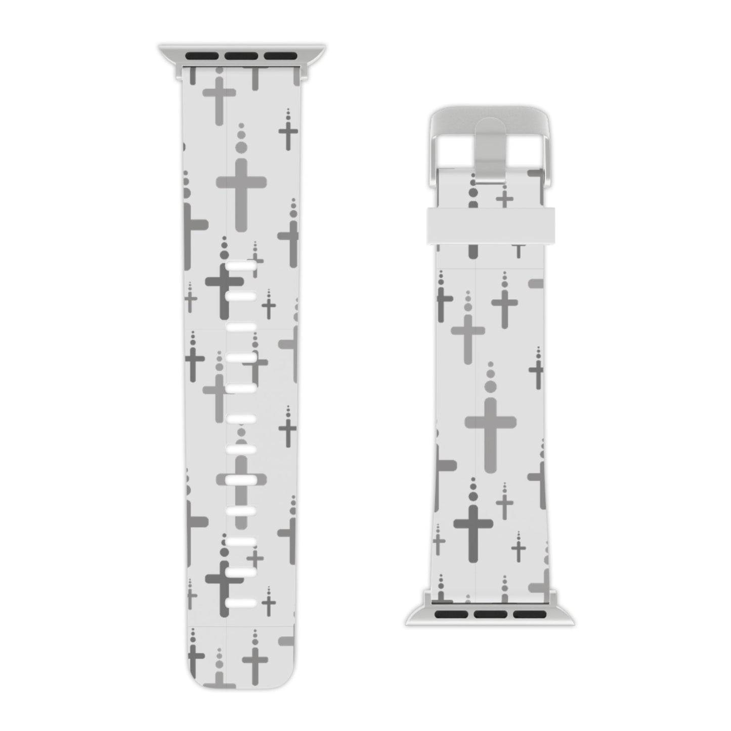 Watch Band for Apple Watch - Silver Crosses - White Thermo Blend - Sacred Stylz