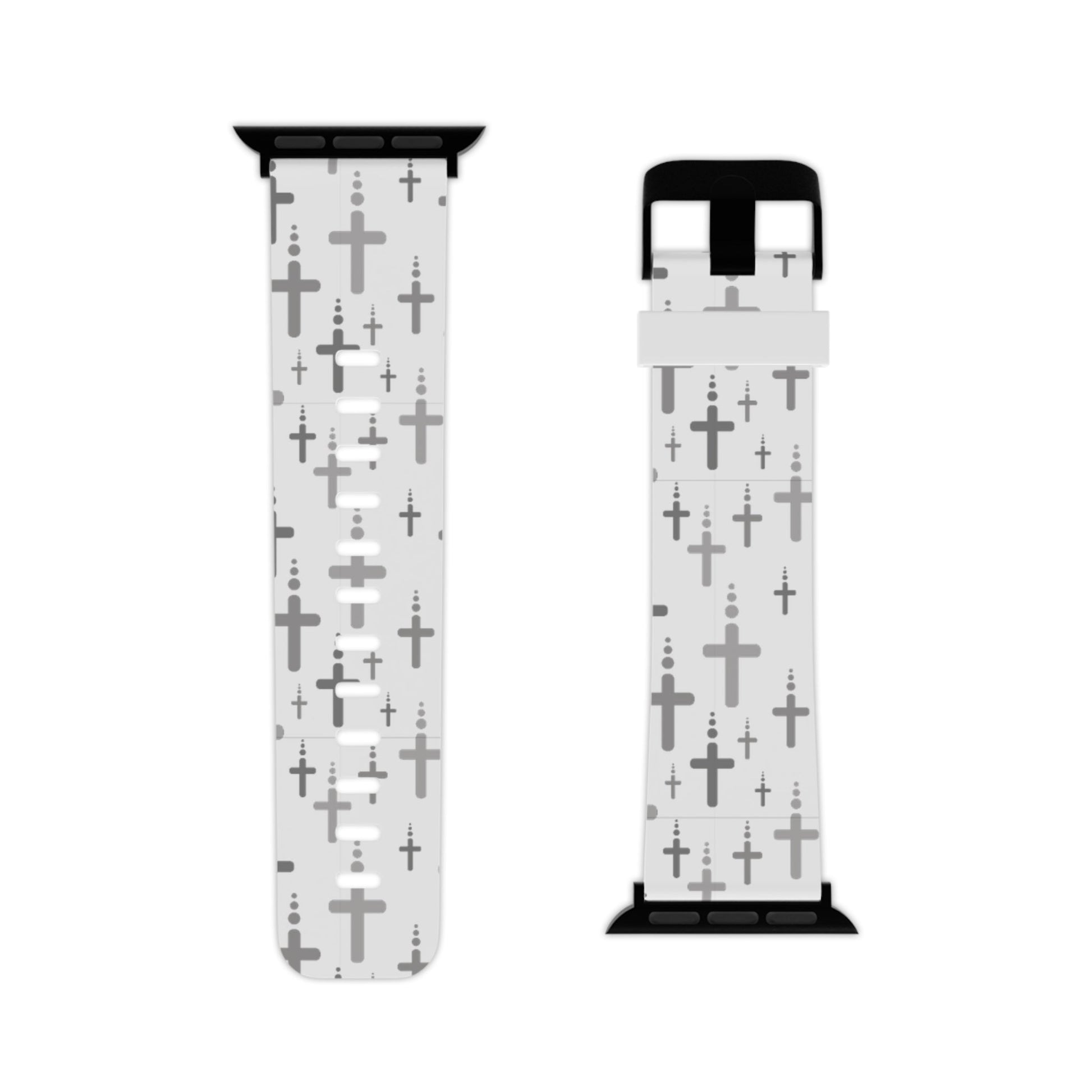 Watch Band for Apple Watch - Silver Crosses - White Thermo Blend - Sacred Stylz