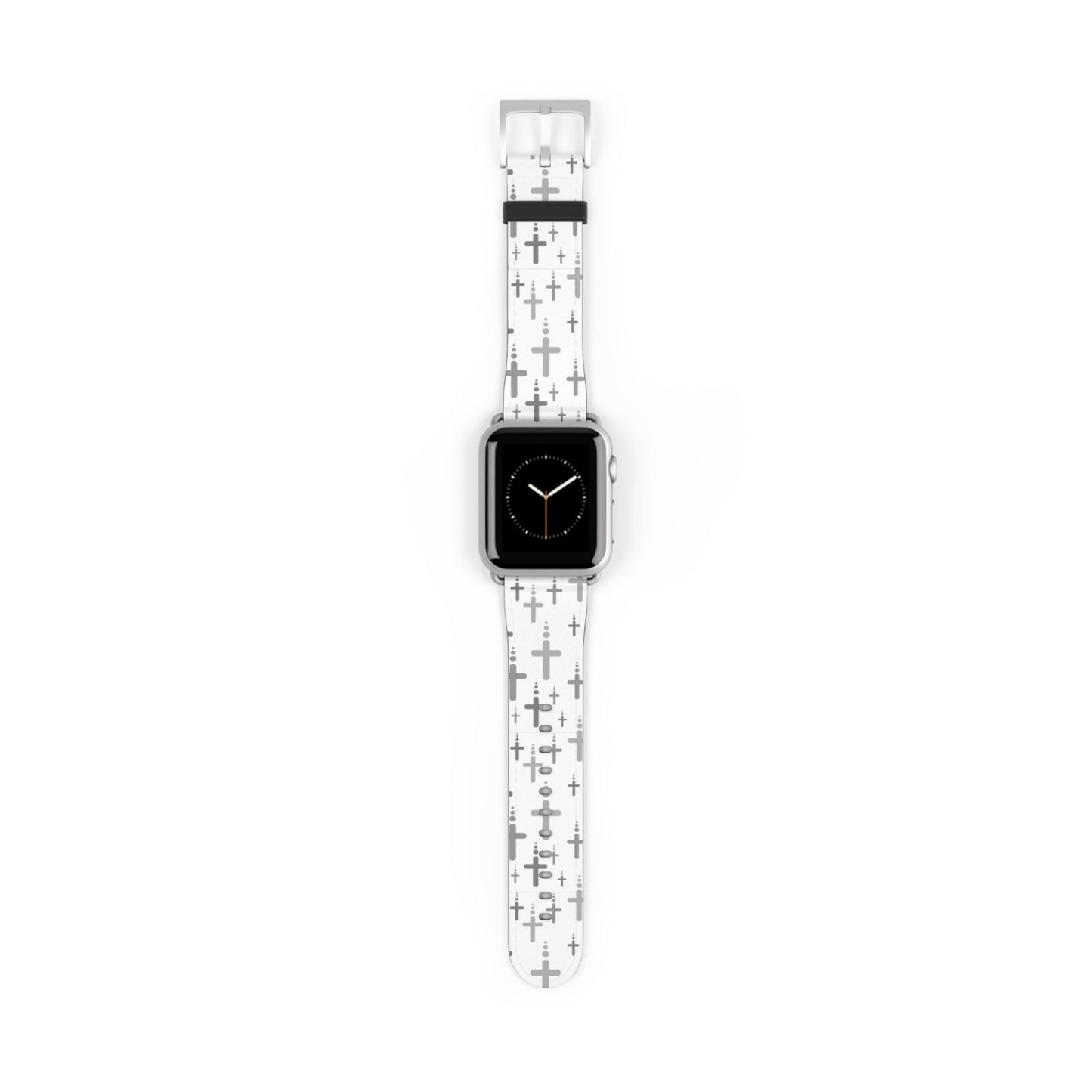 Watch Band for Apple Watch- Silver Crosses/White Faux Leather - Sacred Stylz