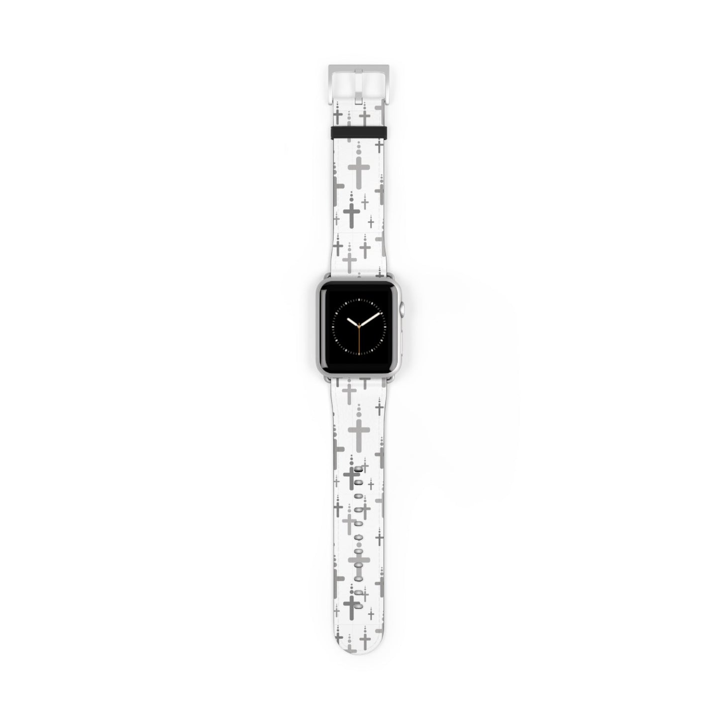 Watch Band for Apple Watch- Silver Crosses/White Faux Leather - Sacred Stylz