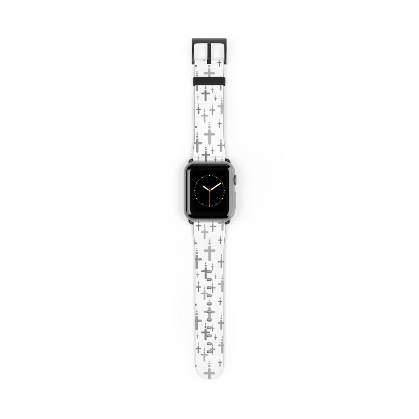 Watch Band for Apple Watch- Silver Crosses/White Faux Leather - Sacred Stylz