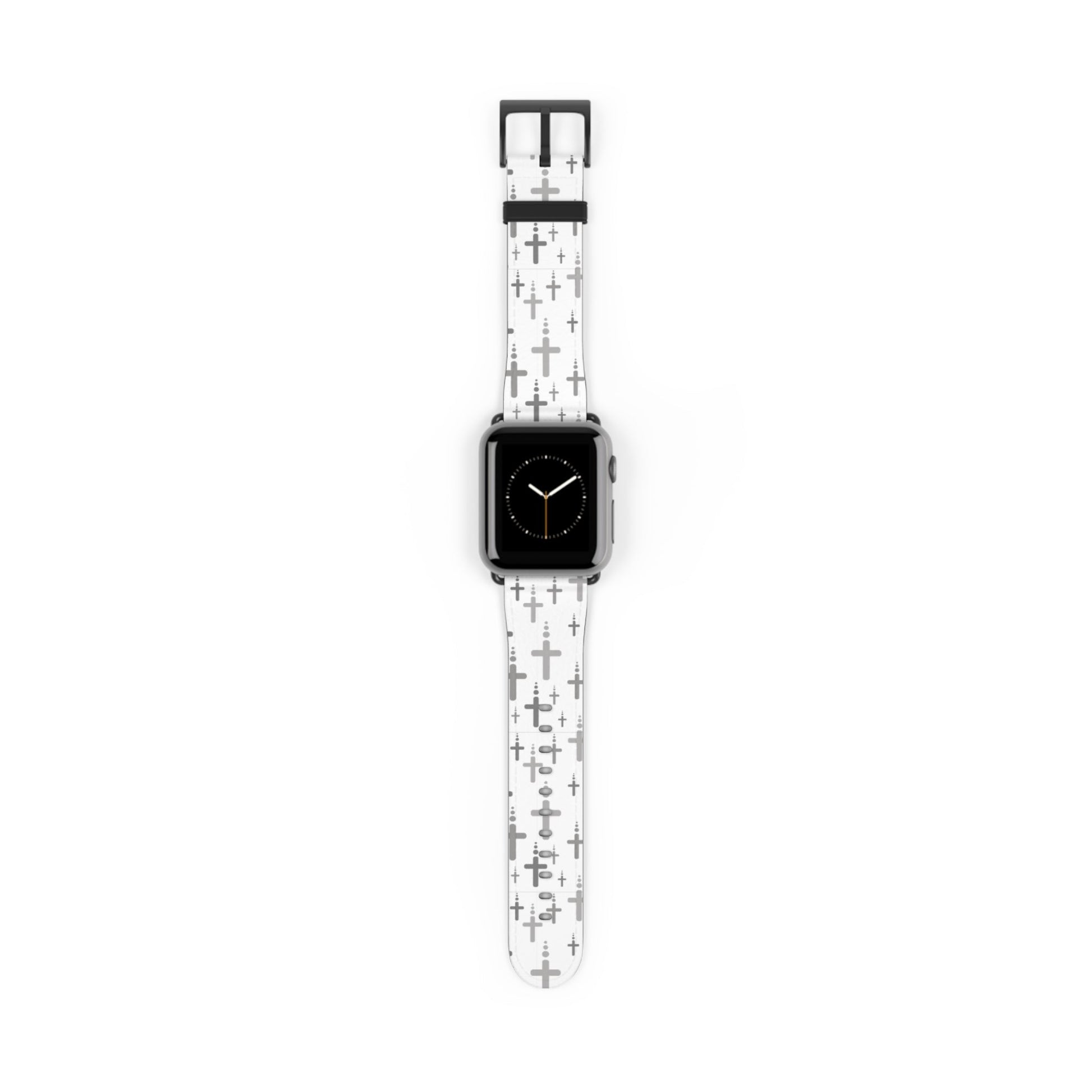 Watch Band for Apple Watch- Silver Crosses/White Faux Leather - Sacred Stylz