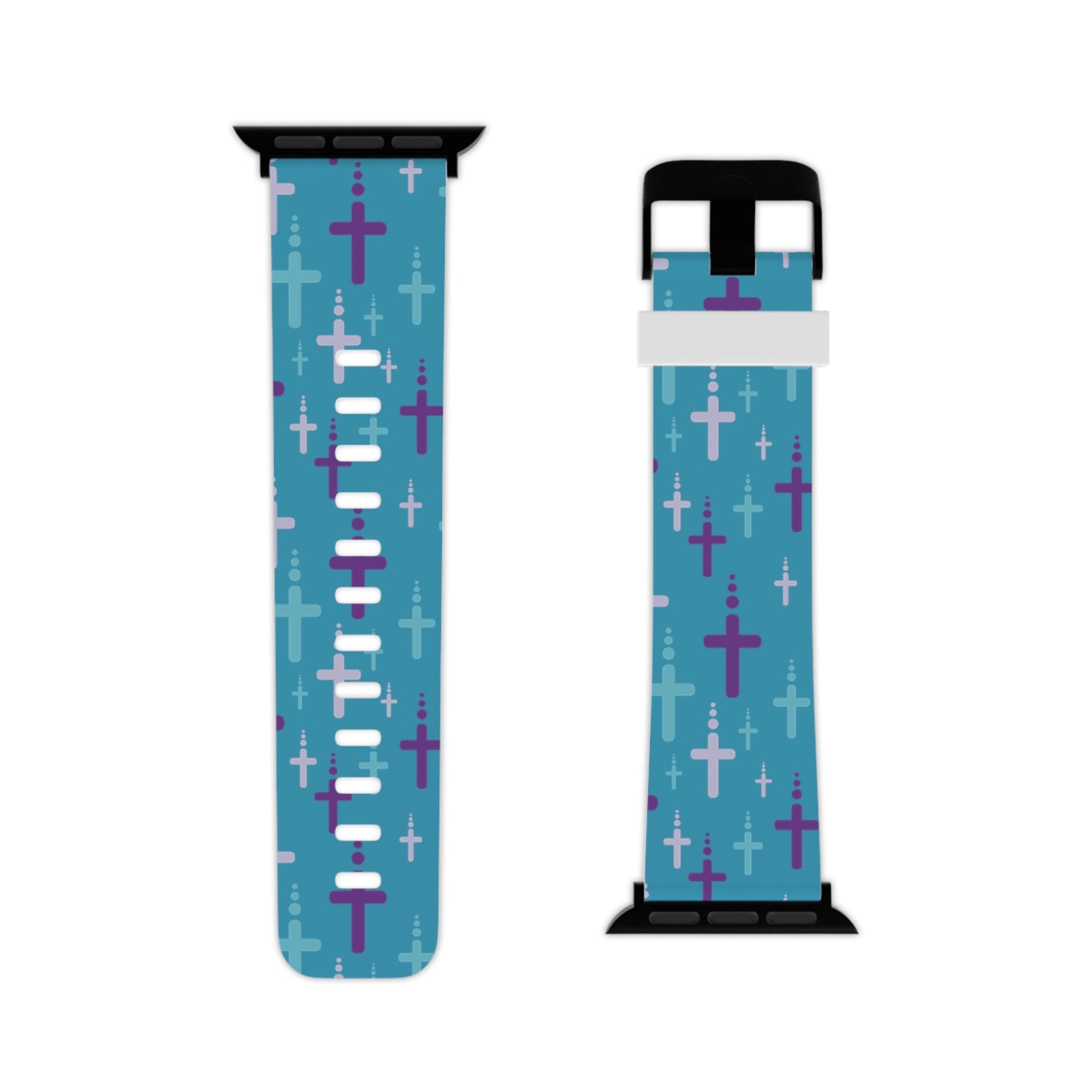 Watch Band for Apple Watch - Turquoise/Purple Crosses - Turquoise Thermo Blend - Sacred Stylz