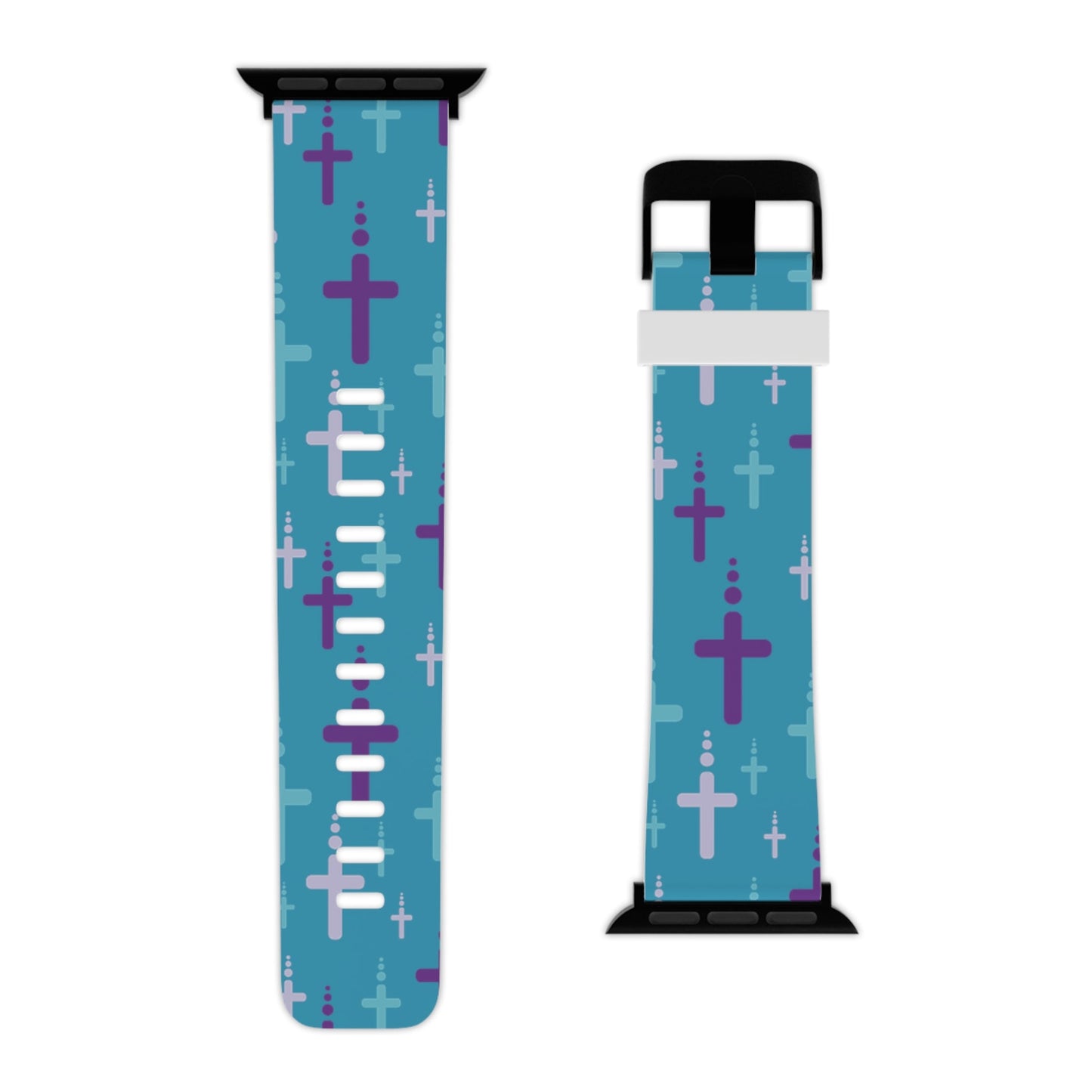 Watch Band for Apple Watch - Turquoise/Purple Crosses - Turquoise Thermo Blend - Sacred Stylz