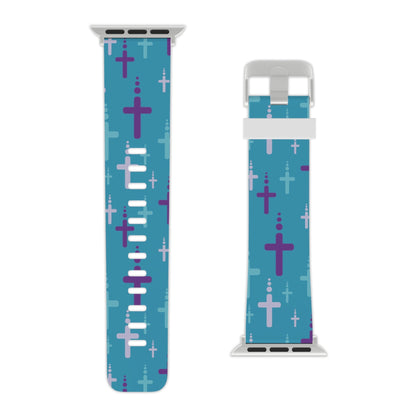 Watch Band for Apple Watch - Turquoise/Purple Crosses - Turquoise Thermo Blend - Sacred Stylz