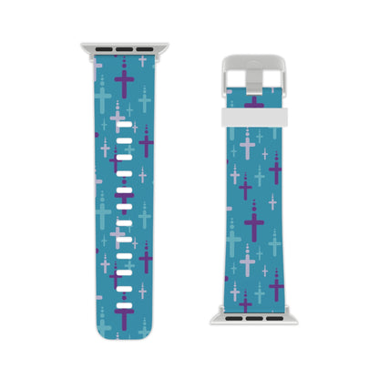 Watch Band for Apple Watch - Turquoise/Purple Crosses - Turquoise Thermo Blend - Sacred Stylz