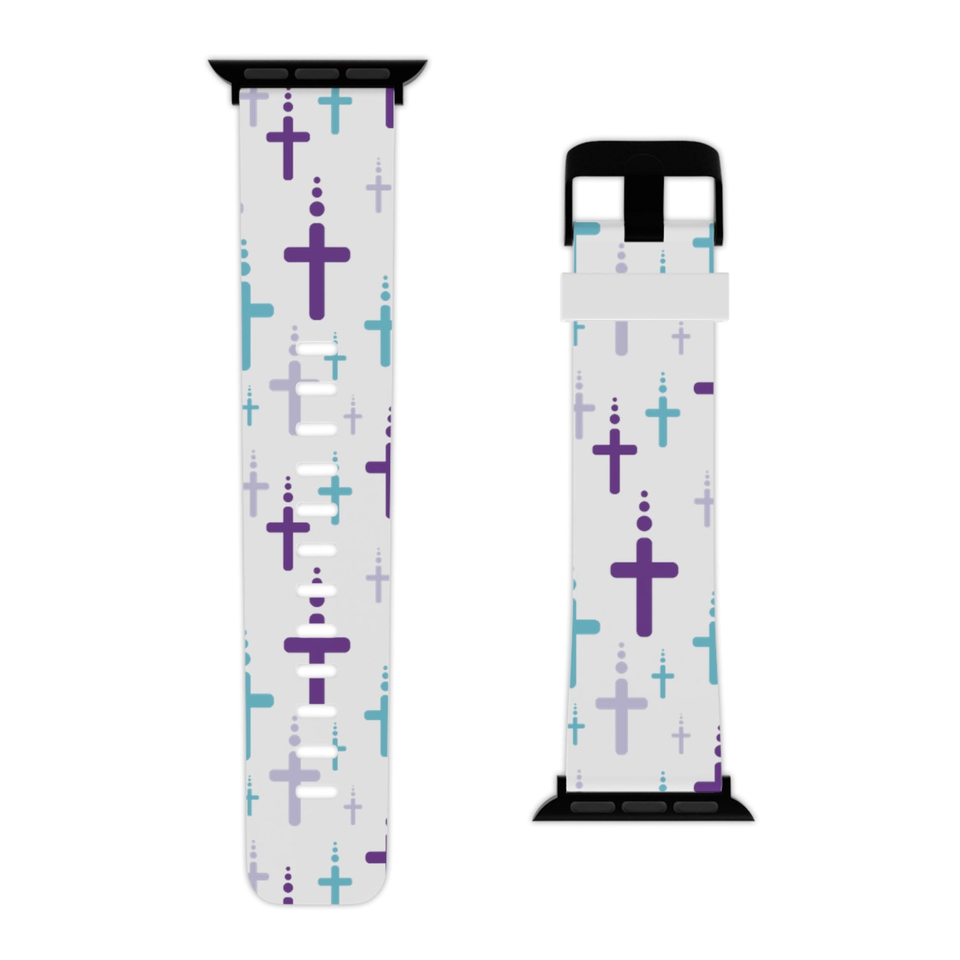 Watch Band for Apple Watch - Turquoise/Purple Crosses - White Thermo Blend - Sacred Stylz