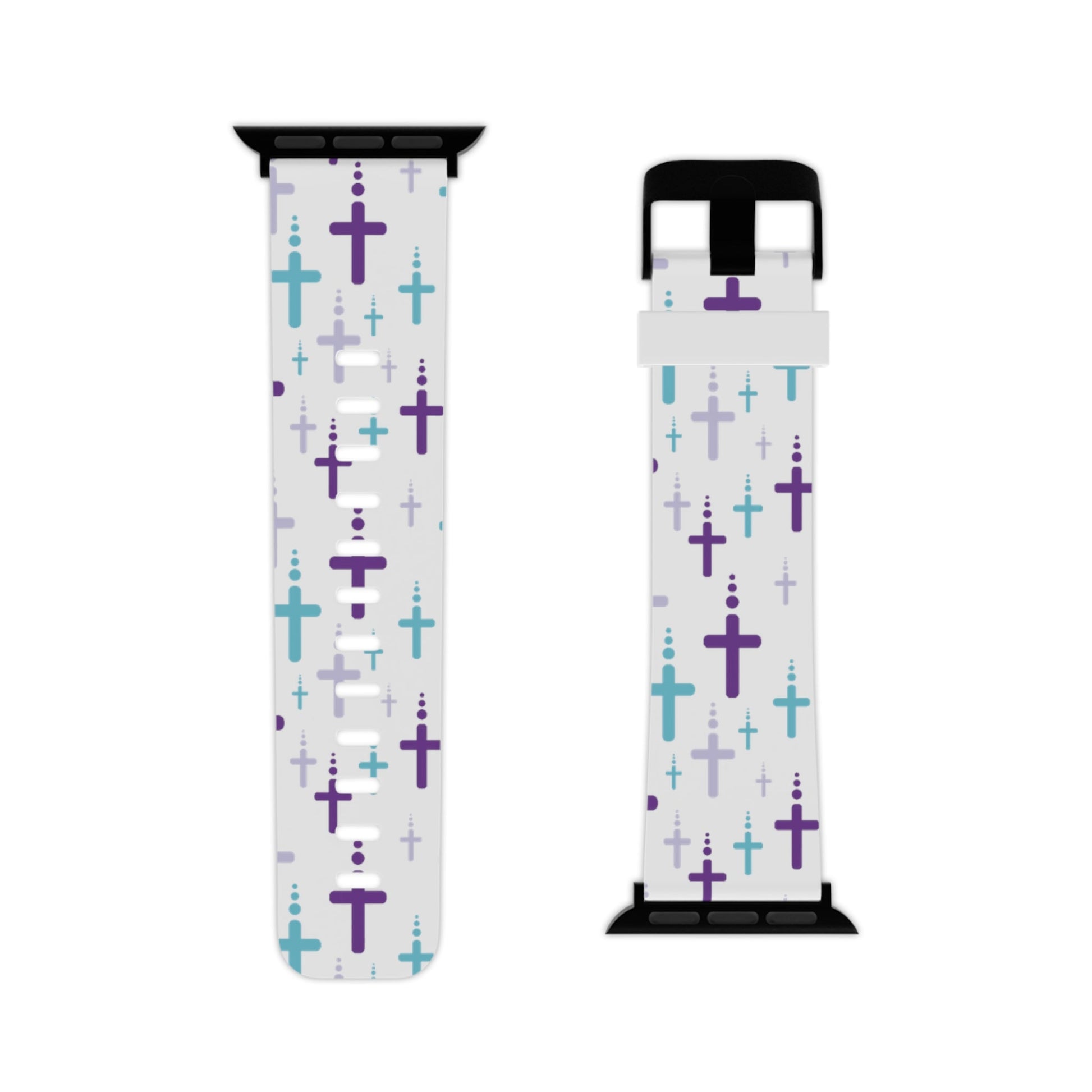 Watch Band for Apple Watch - Turquoise/Purple Crosses - White Thermo Blend - Sacred Stylz