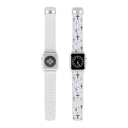 Watch Band for Apple Watch - Turquoise/Purple Crosses - White Thermo Blend - Sacred Stylz