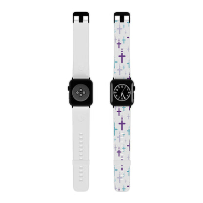 Watch Band for Apple Watch - Turquoise/Purple Crosses - White Thermo Blend - Sacred Stylz