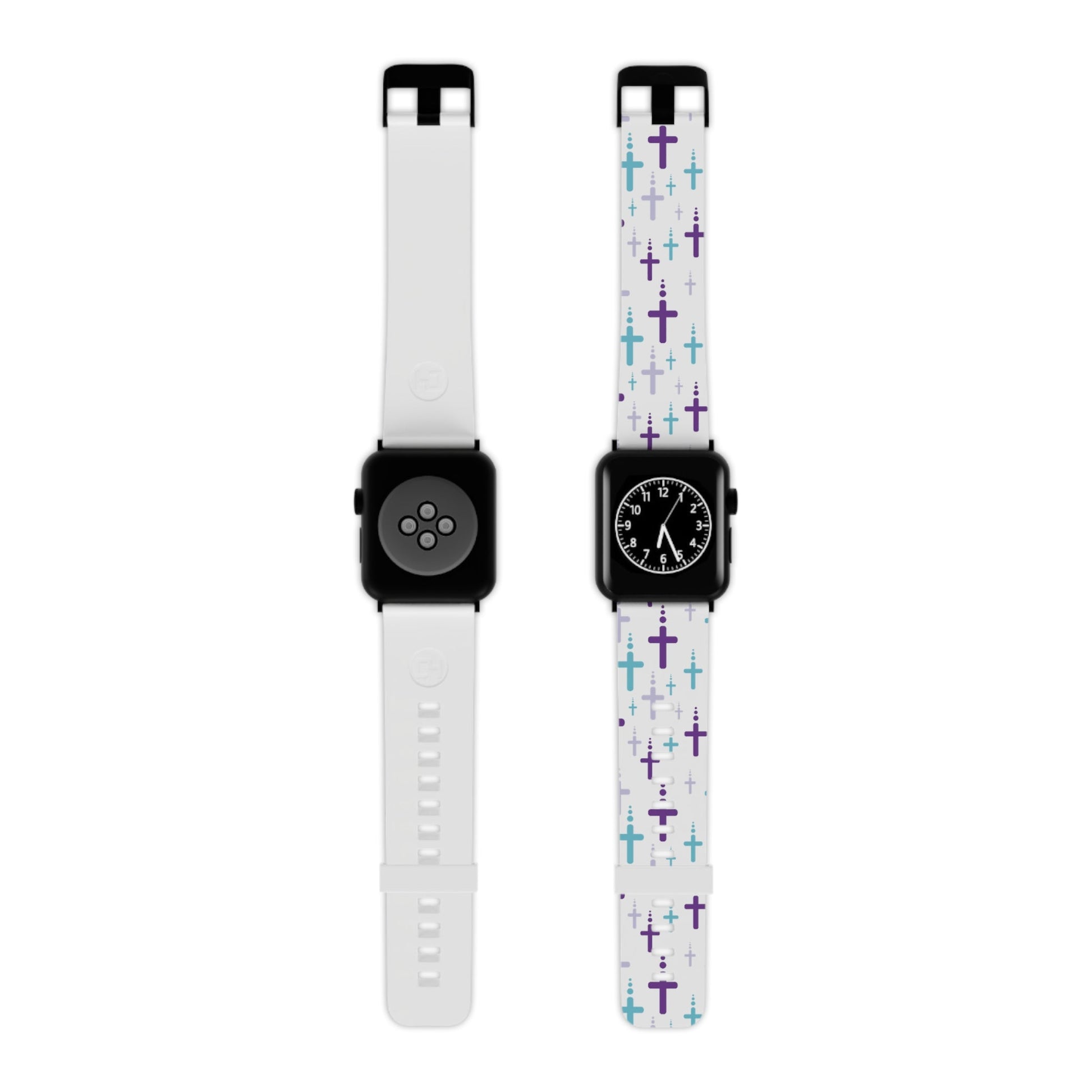 Watch Band for Apple Watch - Turquoise/Purple Crosses - White Thermo Blend - Sacred Stylz