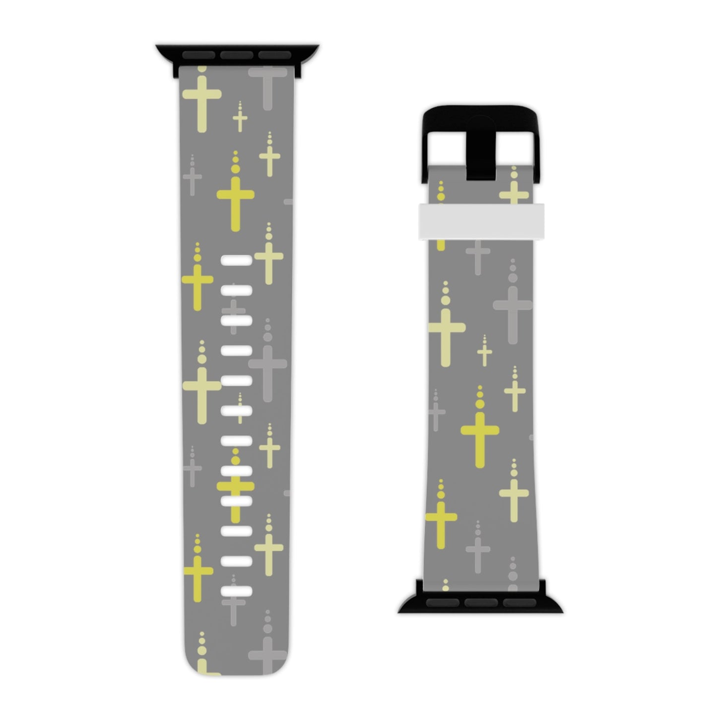 Watch Band for Apple Watch - Yellow Gray Crosses - Gray Thermo Blend - Sacred Stylz