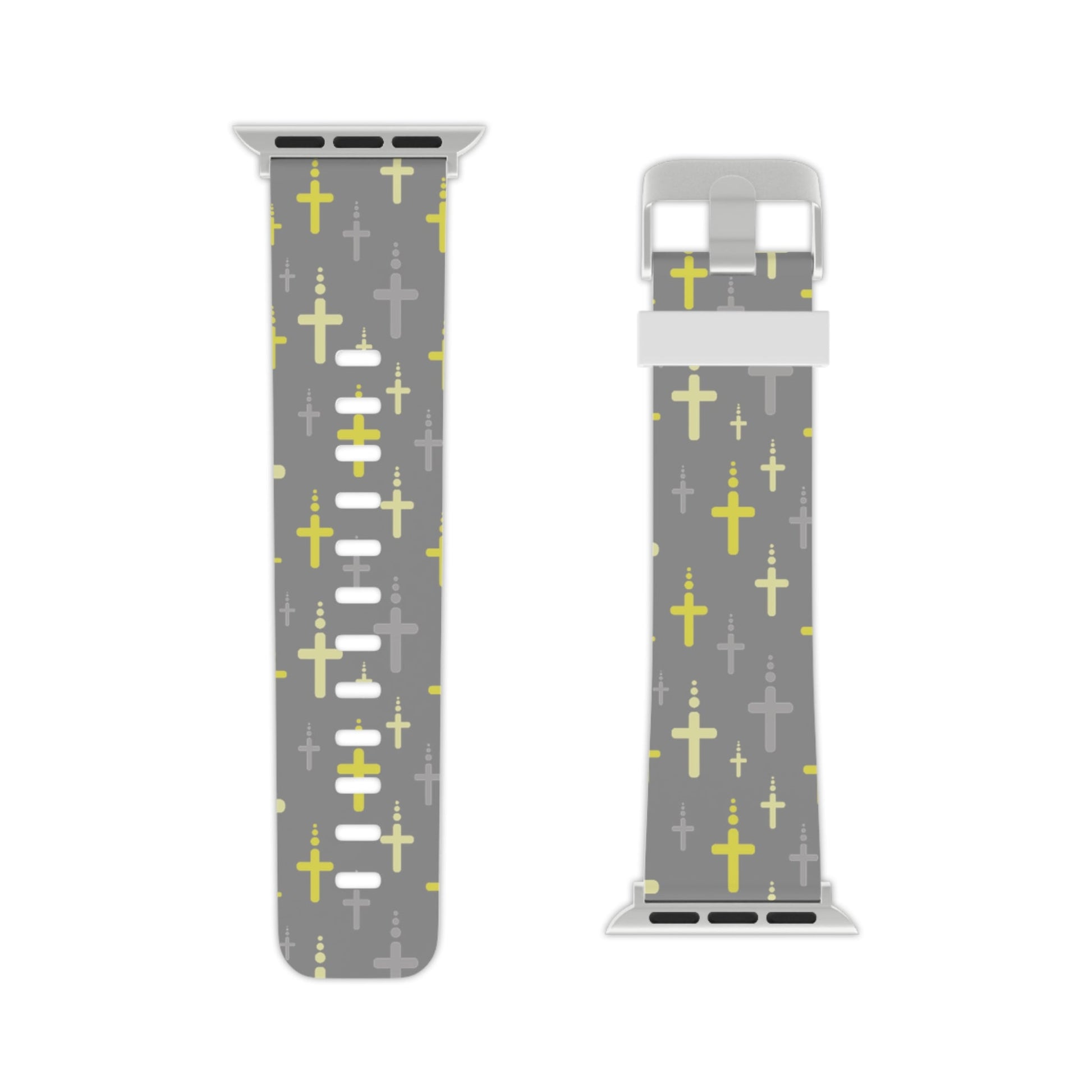 Watch Band for Apple Watch - Yellow Gray Crosses - Gray Thermo Blend - Sacred Stylz