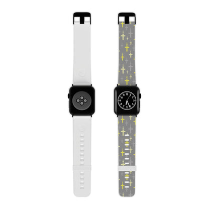 Watch Band for Apple Watch - Yellow Gray Crosses - Gray Thermo Blend - Sacred Stylz