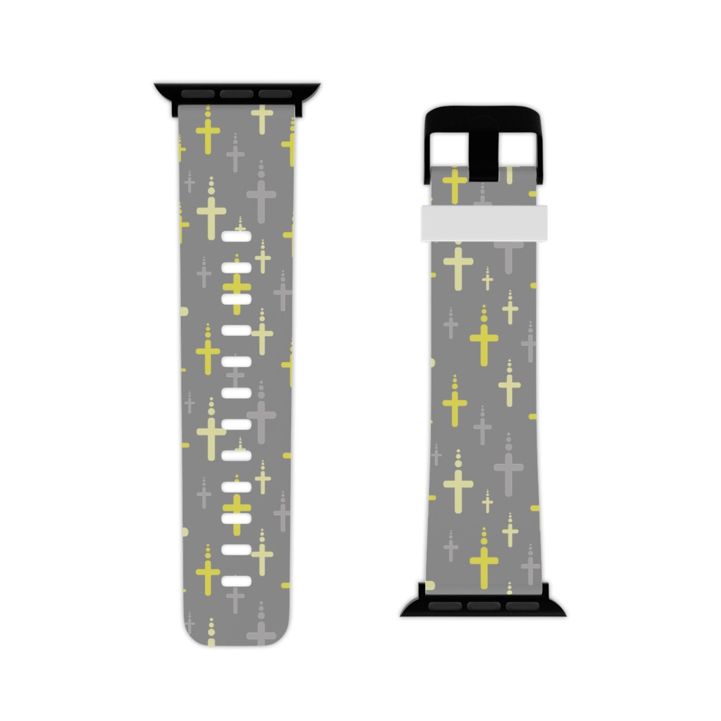 Watch Band for Apple Watch - Yellow Gray Crosses - Gray Thermo Blend - Sacred Stylz