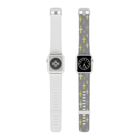 Watch Band for Apple Watch - Yellow Gray Crosses - Gray Thermo Blend - Sacred Stylz