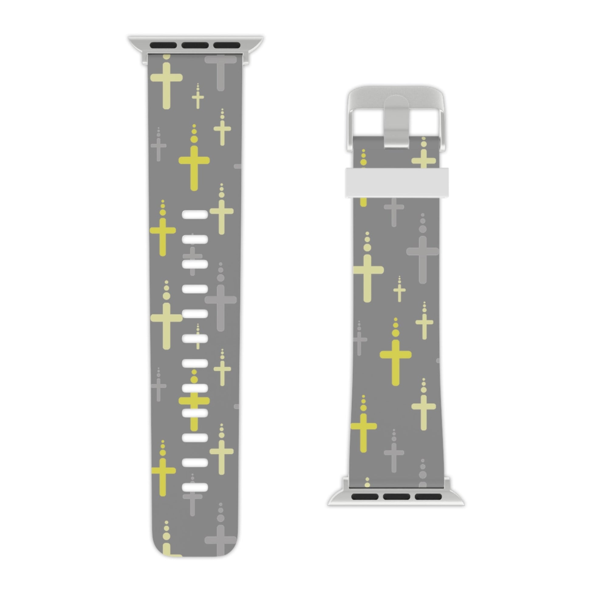 Watch Band for Apple Watch - Yellow Gray Crosses - Gray Thermo Blend - Sacred Stylz