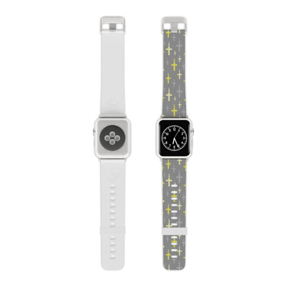 Watch Band for Apple Watch - Yellow Gray Crosses - Gray Thermo Blend - Sacred Stylz