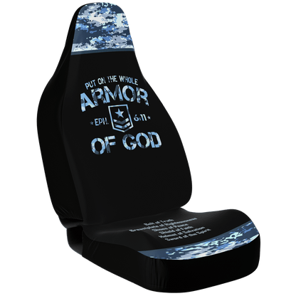 Armor of God Blue Camo Car Seat Covers - Divine Protection in Every Journey - Sacred Stylz