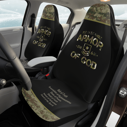 Armor of God Green Camo Car Seat Covers - Divine Protection in Every Journey - Sacred Stylz