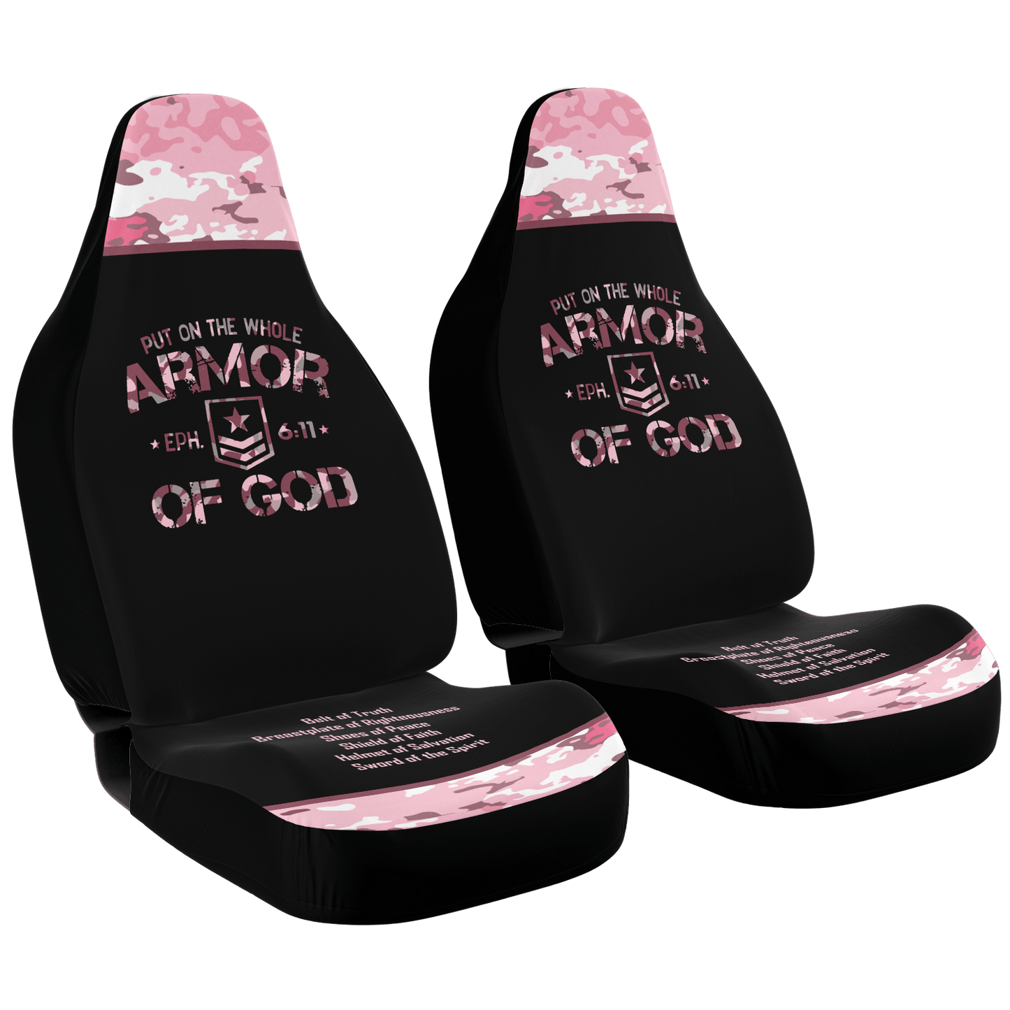 Armor of God Pink Camo Car Seat Covers - Divine Protection in Every Journey - Sacred Stylz