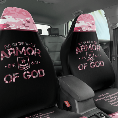 Armor of God Pink Camo Car Seat Covers - Divine Protection in Every Journey - Sacred Stylz