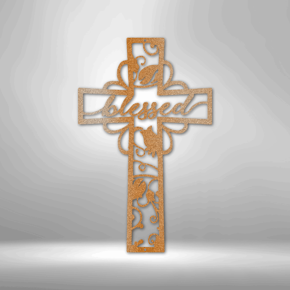 Blessed Cross Floral - Steel Sign - Sacred Stylz