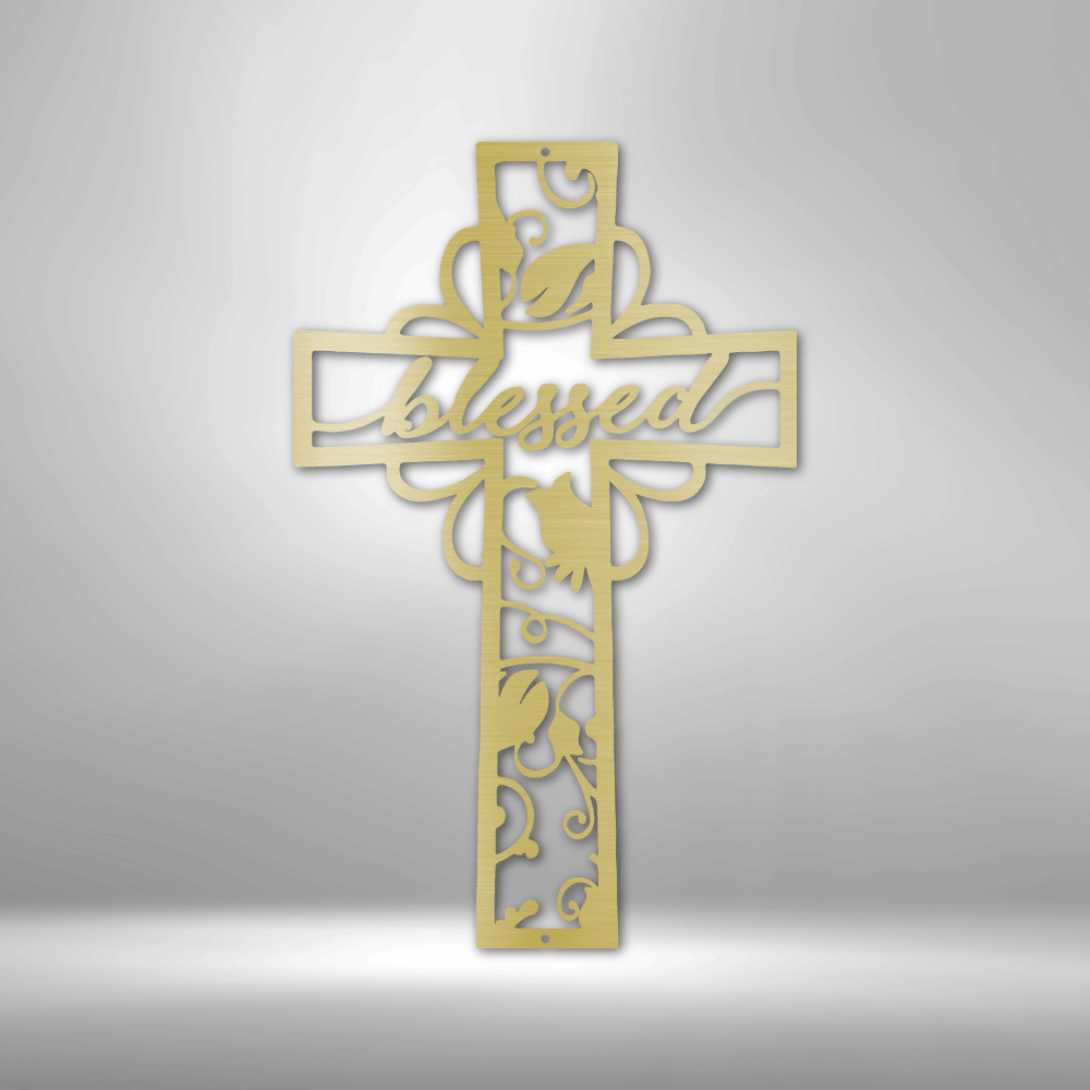 Blessed Cross Floral - Steel Sign - Sacred Stylz