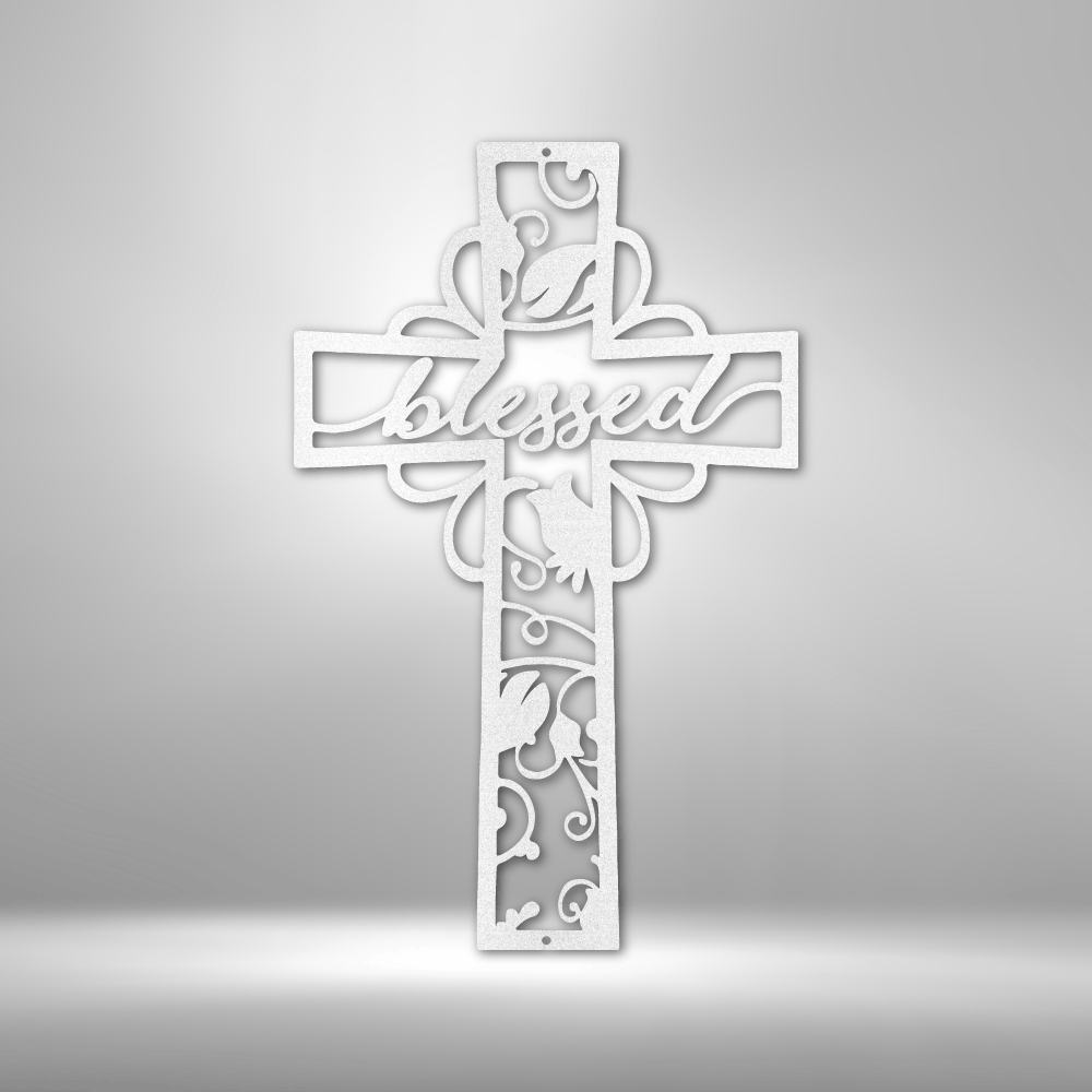 Blessed Cross Floral - Steel Sign - Sacred Stylz