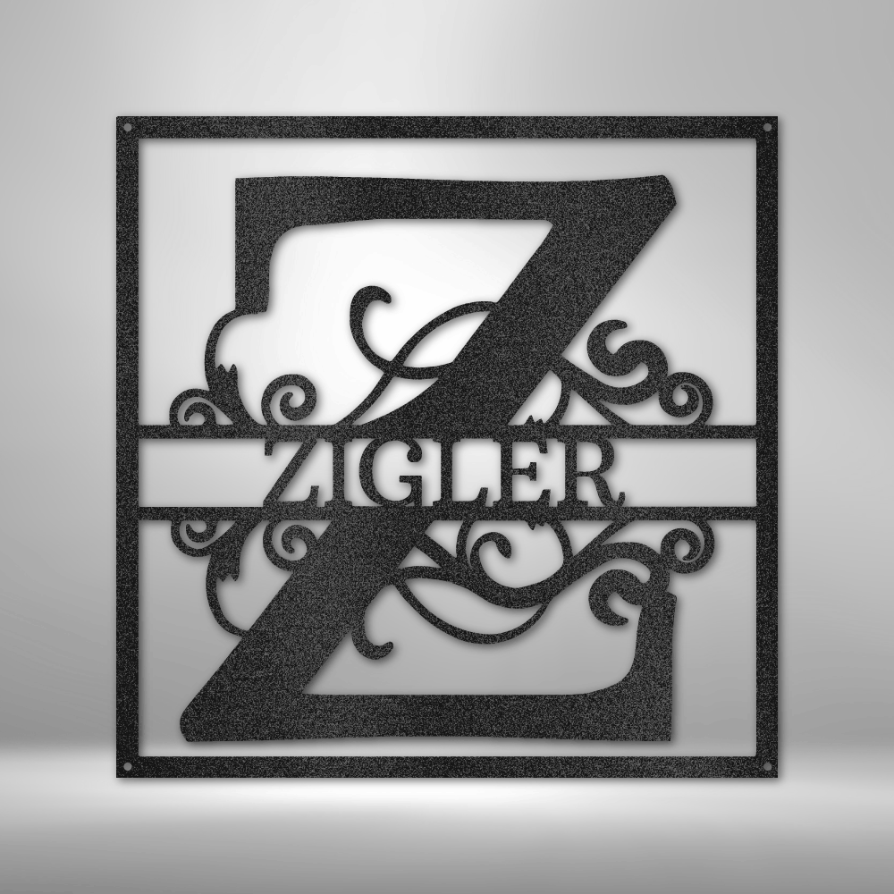 Elegant Split Square Monogram - Steel Sign - Sacred Stylz