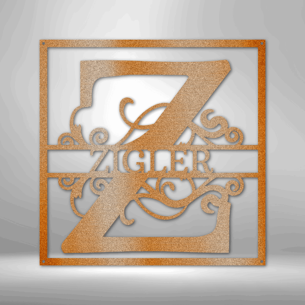 Elegant Split Square Monogram - Steel Sign - Sacred Stylz