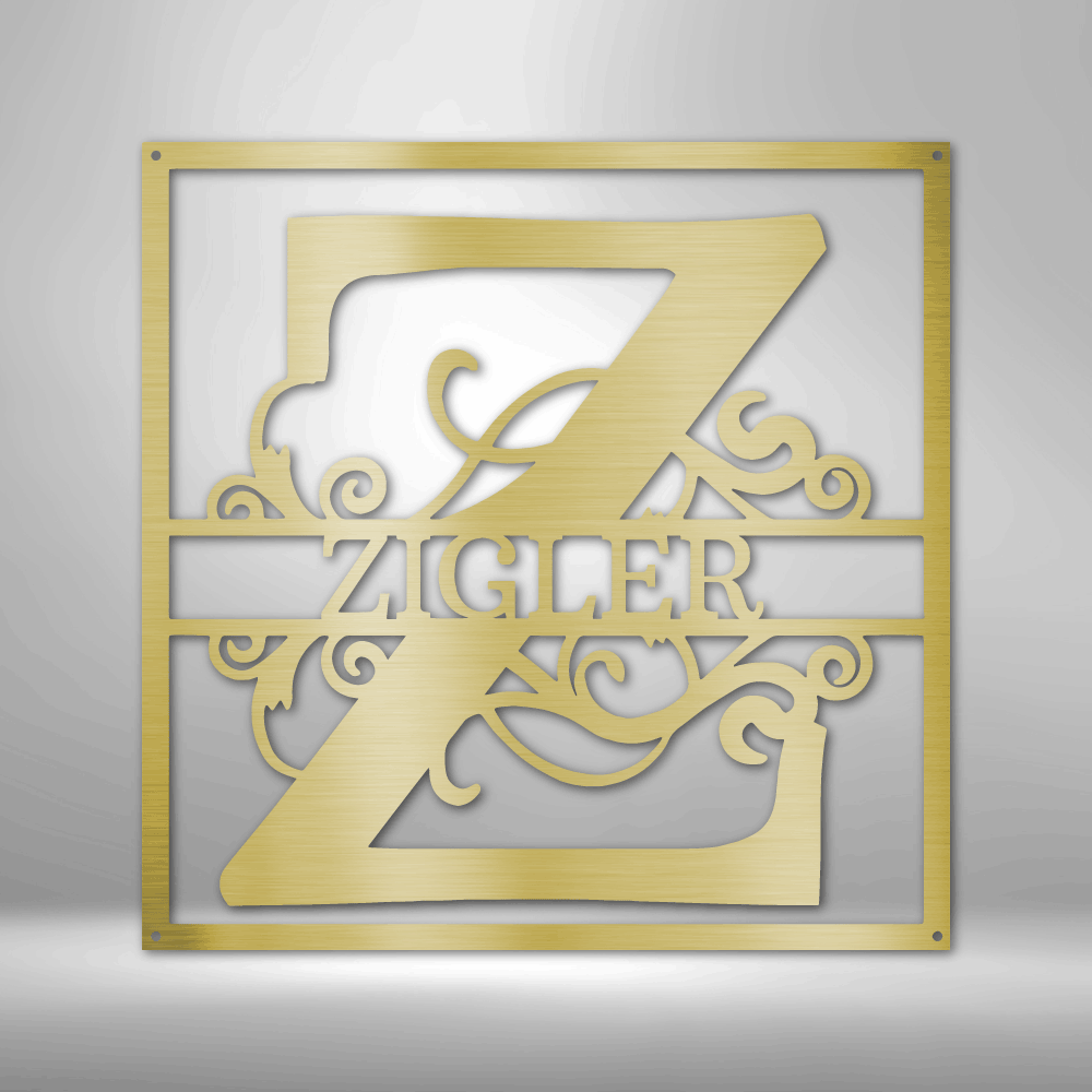 Elegant Split Square Monogram - Steel Sign - Sacred Stylz