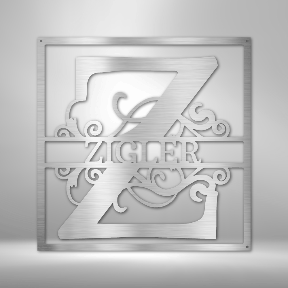 Elegant Split Square Monogram - Steel Sign - Sacred Stylz