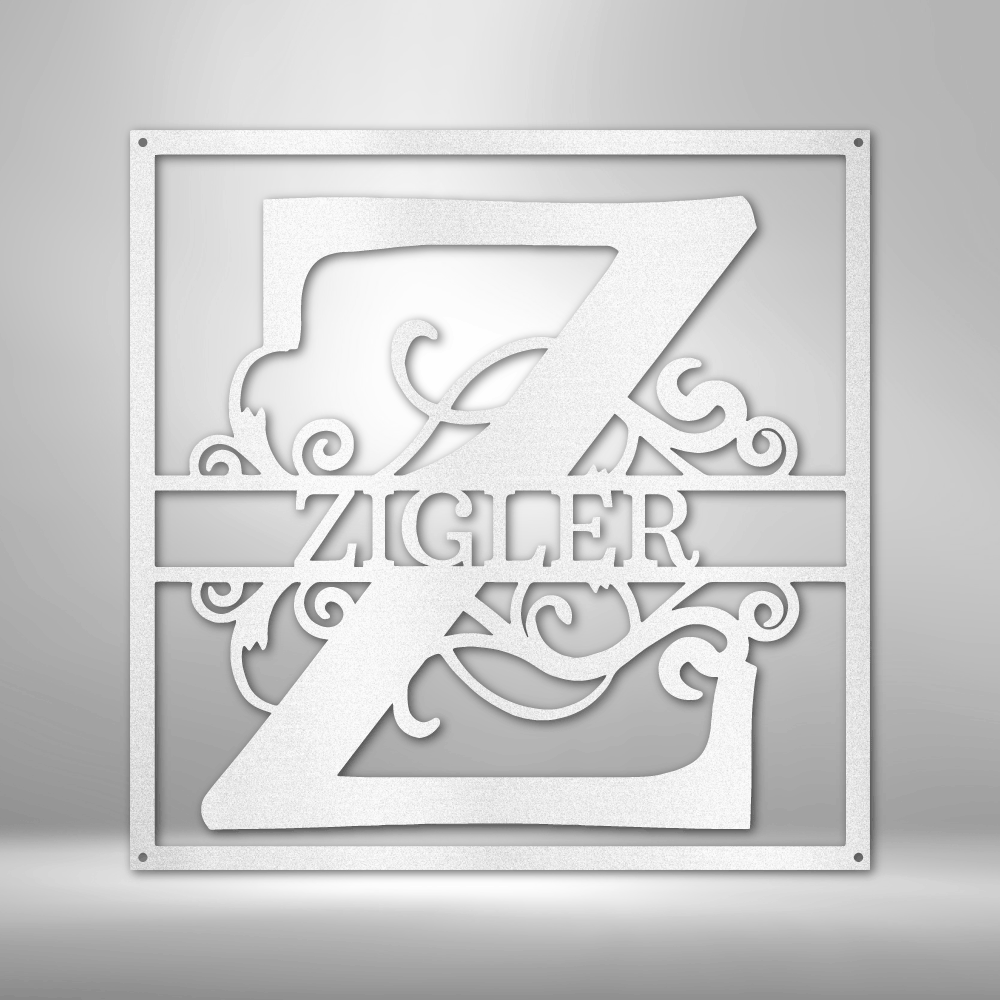 Elegant Split Square Monogram - Steel Sign - Sacred Stylz