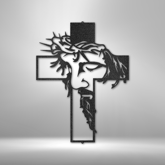 Face of Christ Cross - Steel Sign - Sacred Stylz