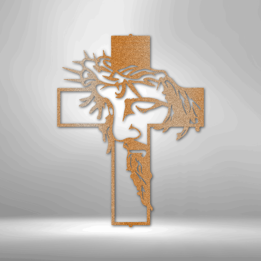 Face of Christ Cross - Steel Sign - Sacred Stylz