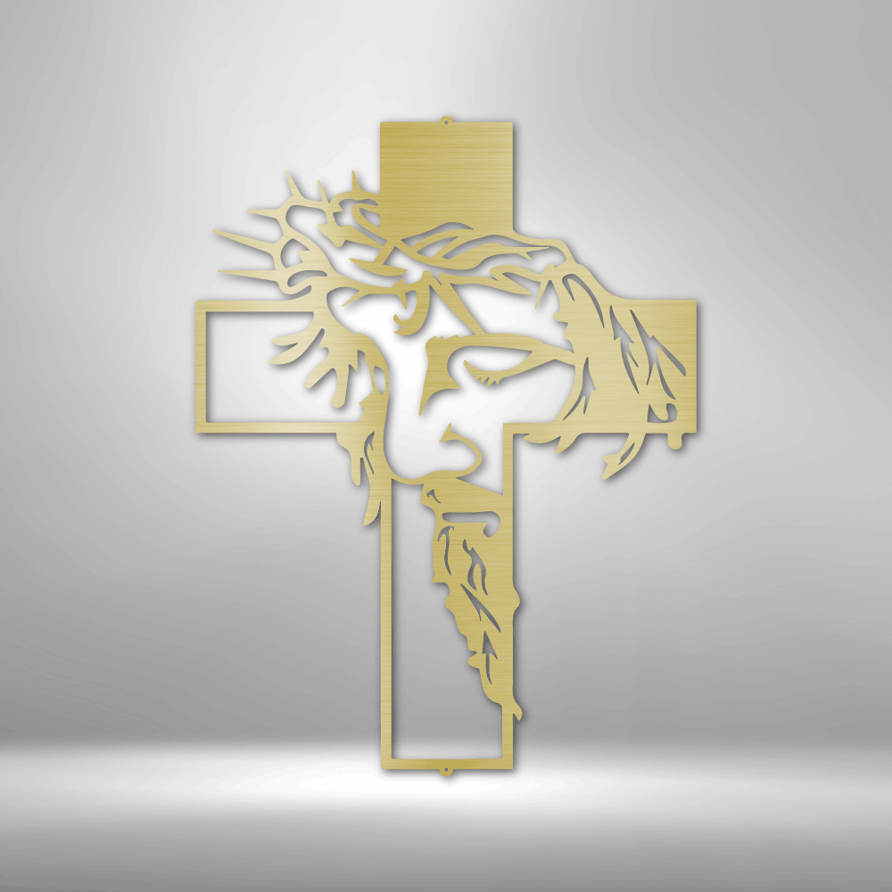 Face of Christ Cross - Steel Sign - Sacred Stylz