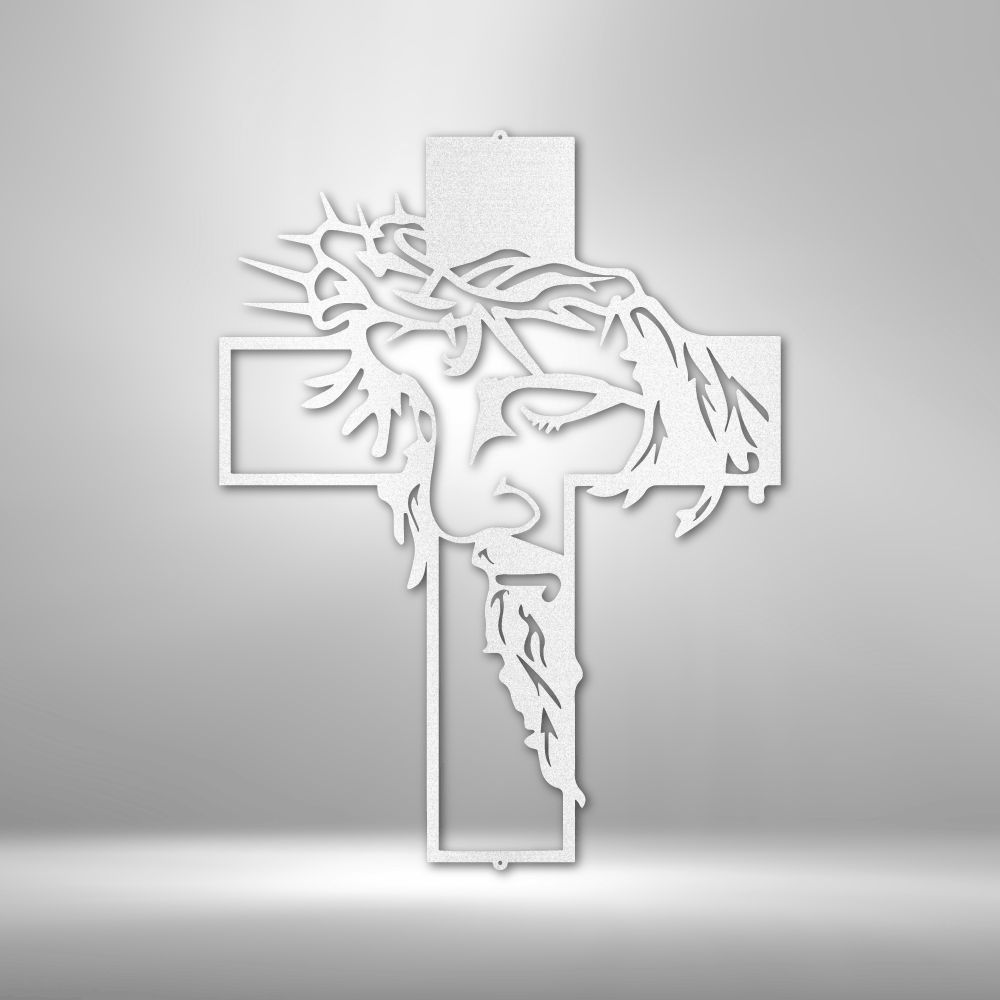 Face of Christ Cross - Steel Sign - Sacred Stylz