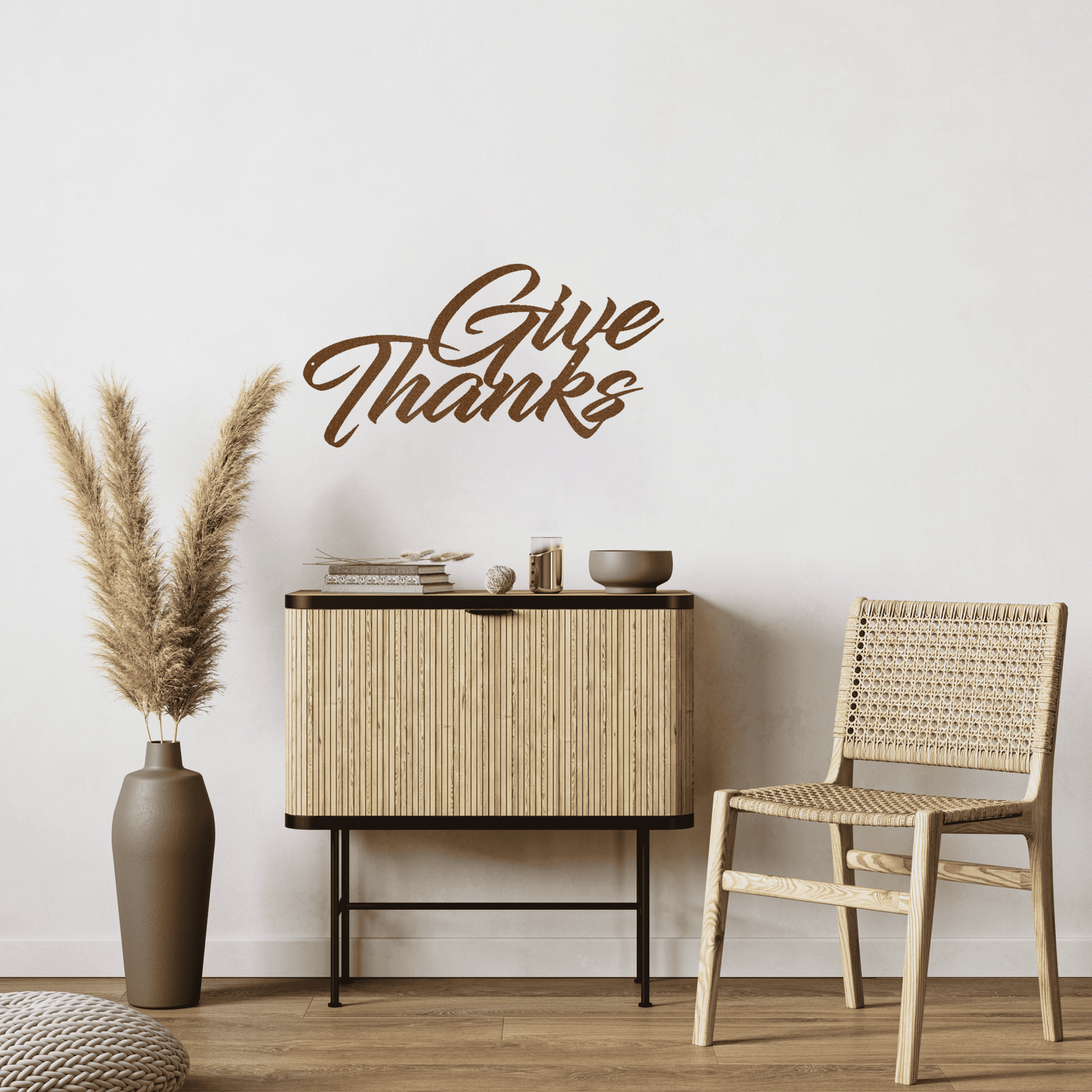 Give Thanks Script - Steel Sign - Sacred Stylz