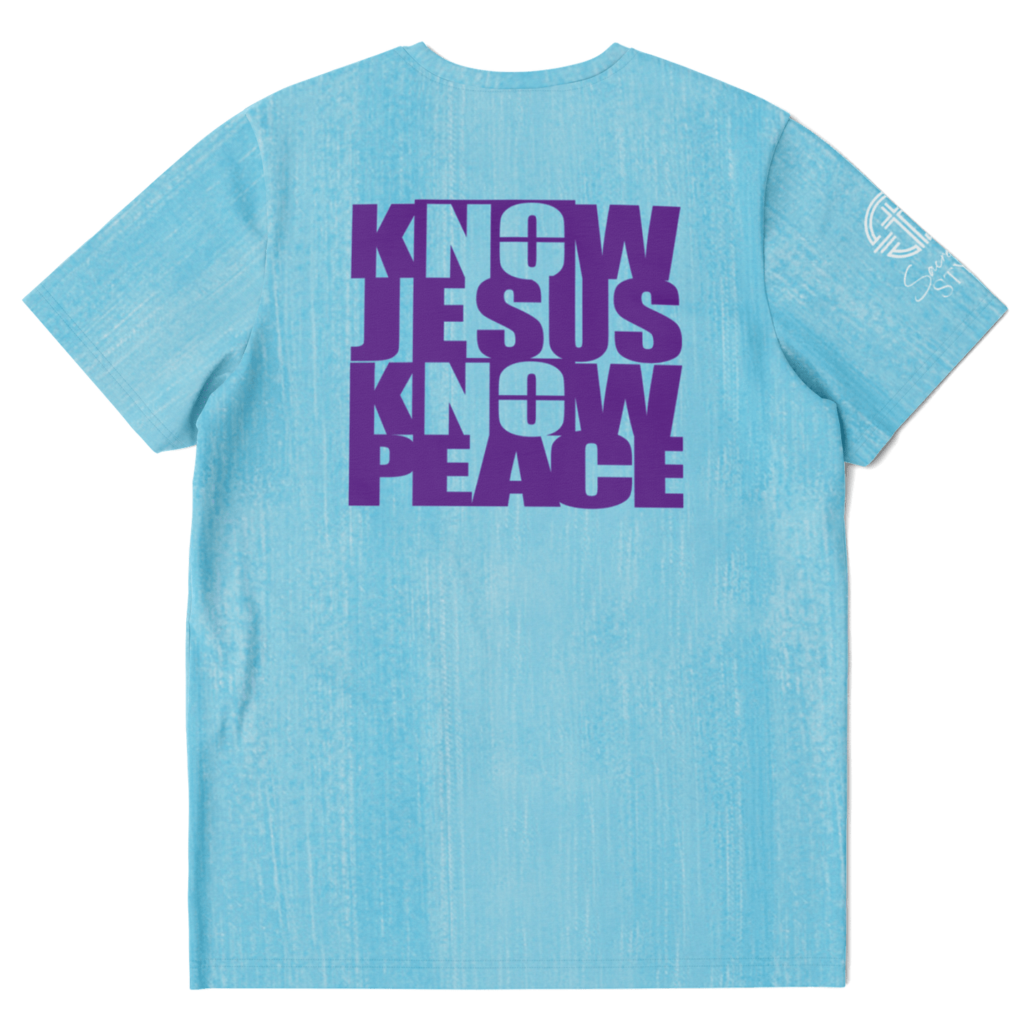 Know/No Jesus-Peace Shirt- Turquoise and Purple - Sacred Stylz